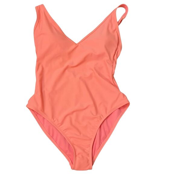 KONA SOL V-Neck High Leg One Piece Swimsuit Orange/Peach Size Large 12/14 - Picture 4 of 7